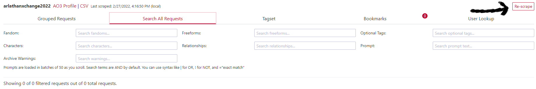 Re-scrape Button